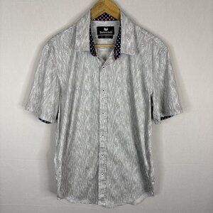 Buttercloth Slim Fit Short Sleeve Shirt Men’s XL White Micro Dot Stretch